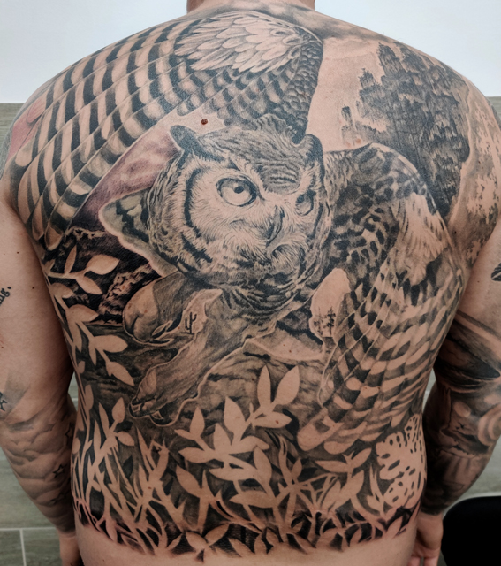 Eule Cover Up Tattoo